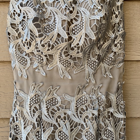 Little Mistress ASOS Waterlily Crochet Silver Gray Lace Midi Dress Illusion - Picture 13 of 16